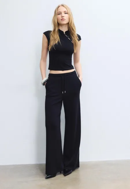 Брюки-джоггеры палаццо, мягкие на ощупь- Заказать в России