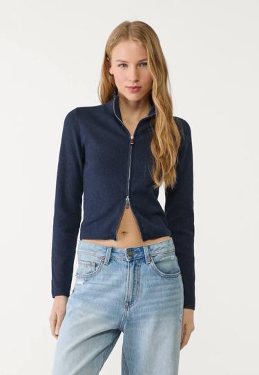 Stradivarius Трикотажный кардиган облегающего кроя с молнией