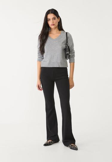 Stradivarius Расклешенные брюки с поясом в рубчик