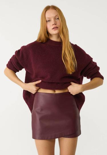 Stradivarius Юбка-шорты внахлест из искусственной кожи