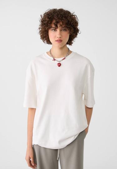Stradivarius Базовая футболка оверсайз из плотной ткани купить с доставкой.