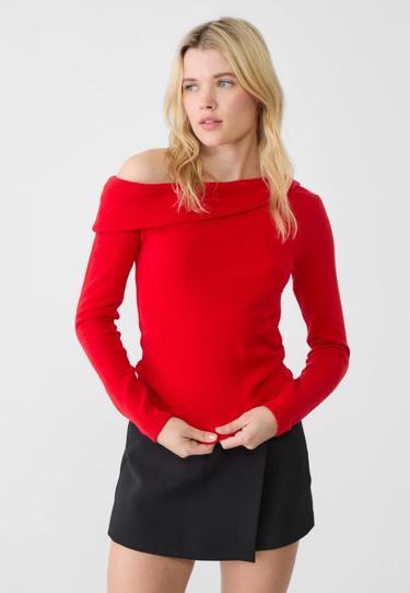 Stradivarius Трикотажный топ асимметричного кроя