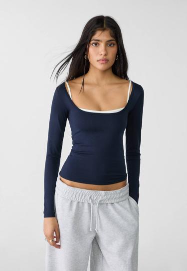 Stradivarius Лонгслив из бесшовной ткани SEAMLESS