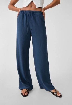 Струящиеся брюки с льном- Заказать в России