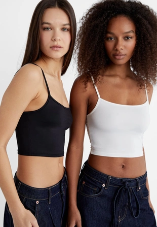 Набор из двух укороченных топов на бретелях- Заказать в России