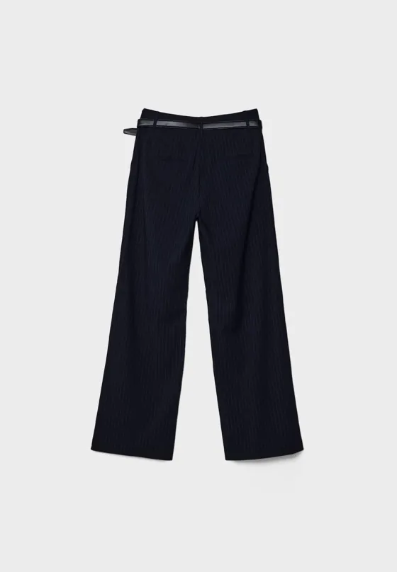 Прямые струящиеся брюки с поясом