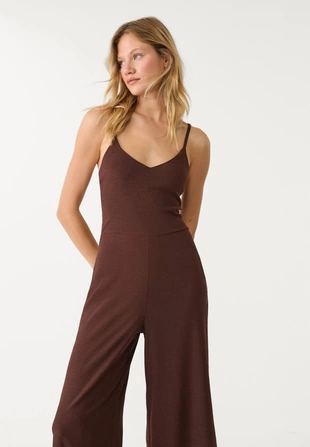 Длинный струящийся комбинезон на бретелях- Заказать в России