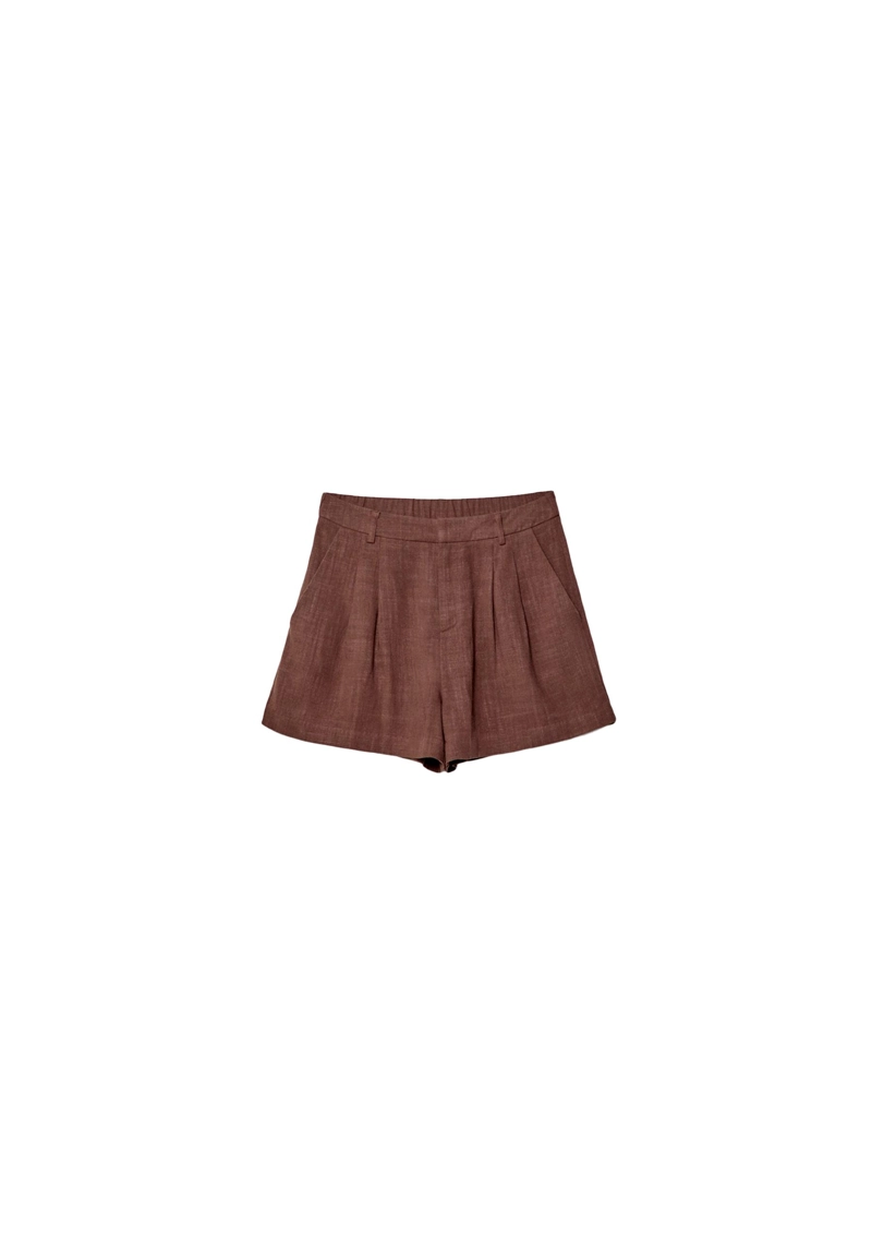 Шорты из струящейся ткани с льняной тканью
