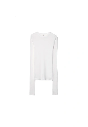 Футболка в рубчик с длинными рукавами- Заказать в России