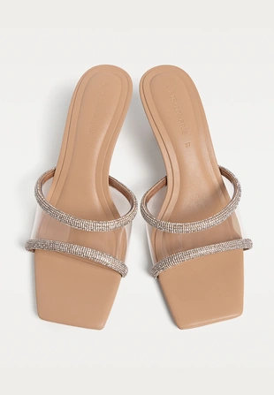 Виниловые сандалии со стразами- Заказать в России