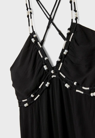 Длинное струящееся платье с бусинами- Заказать в России