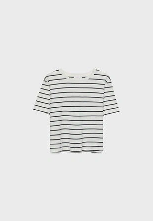 Базовая футболка классического кроя из плотной ткани в полоску- Заказать в России