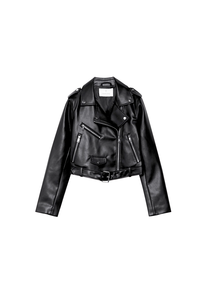 Байкерская куртка с ремнем из искусственной кожи