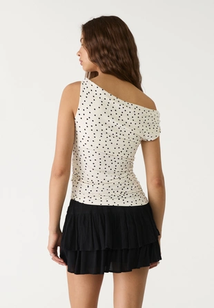 Топ асимметричного кроя в горошек- Заказать в России