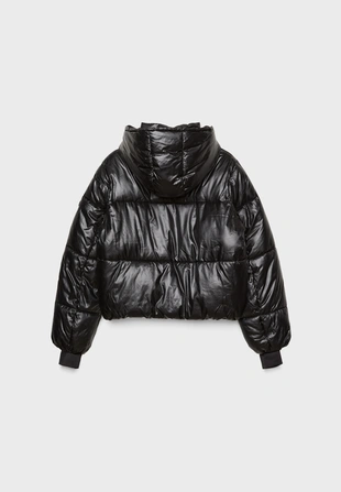 Стеганая куртка с металлическим блеском и капюшоном- Заказать в России