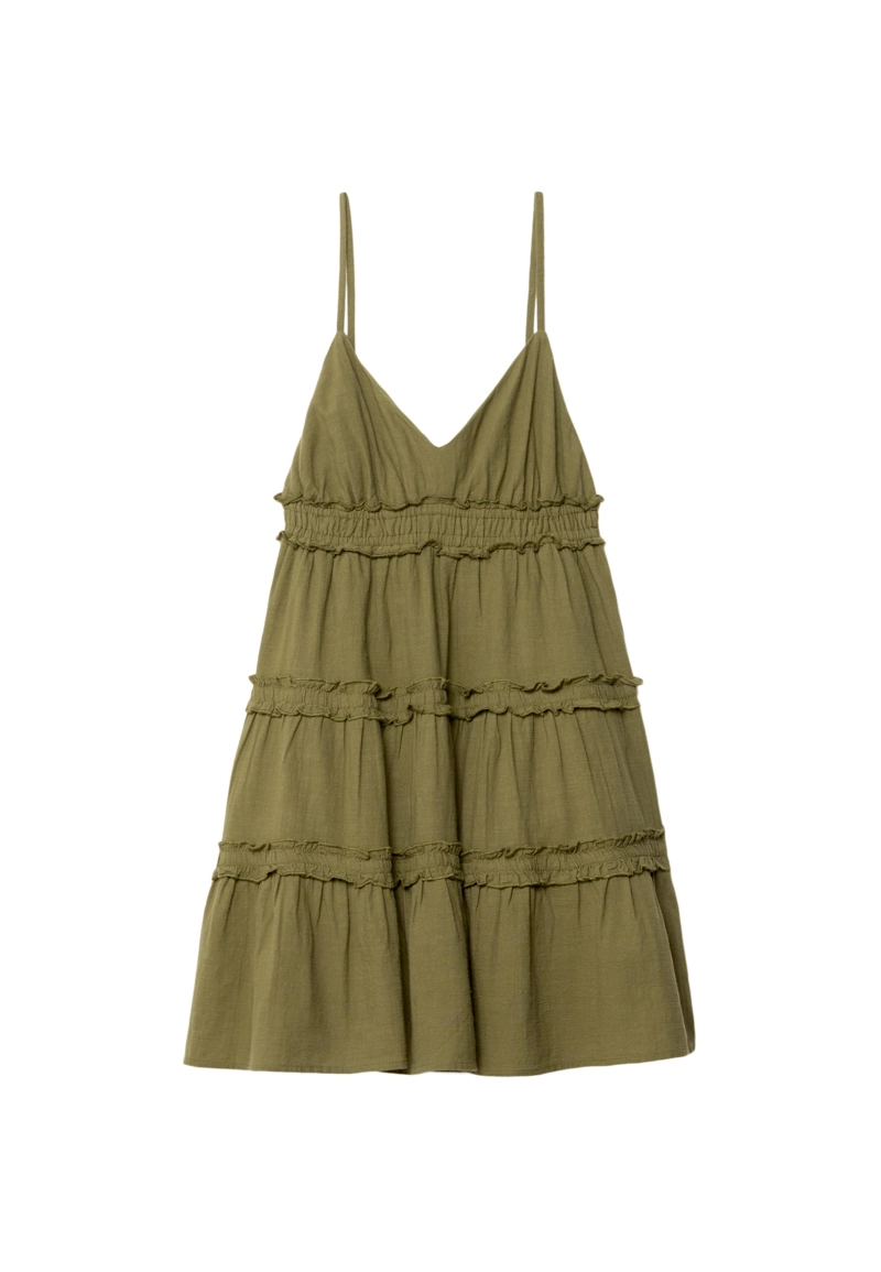 Короткое платье на бретельках с оборками