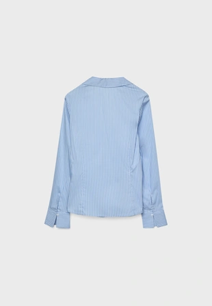 Базовая рубашка облегающего кроя в полоску- Заказать в России