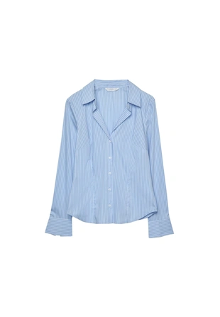 Базовая рубашка облегающего кроя в полоску- Заказать в России