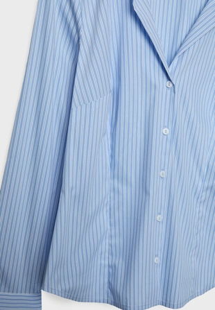 Базовая рубашка облегающего кроя в полоску- Заказать в России