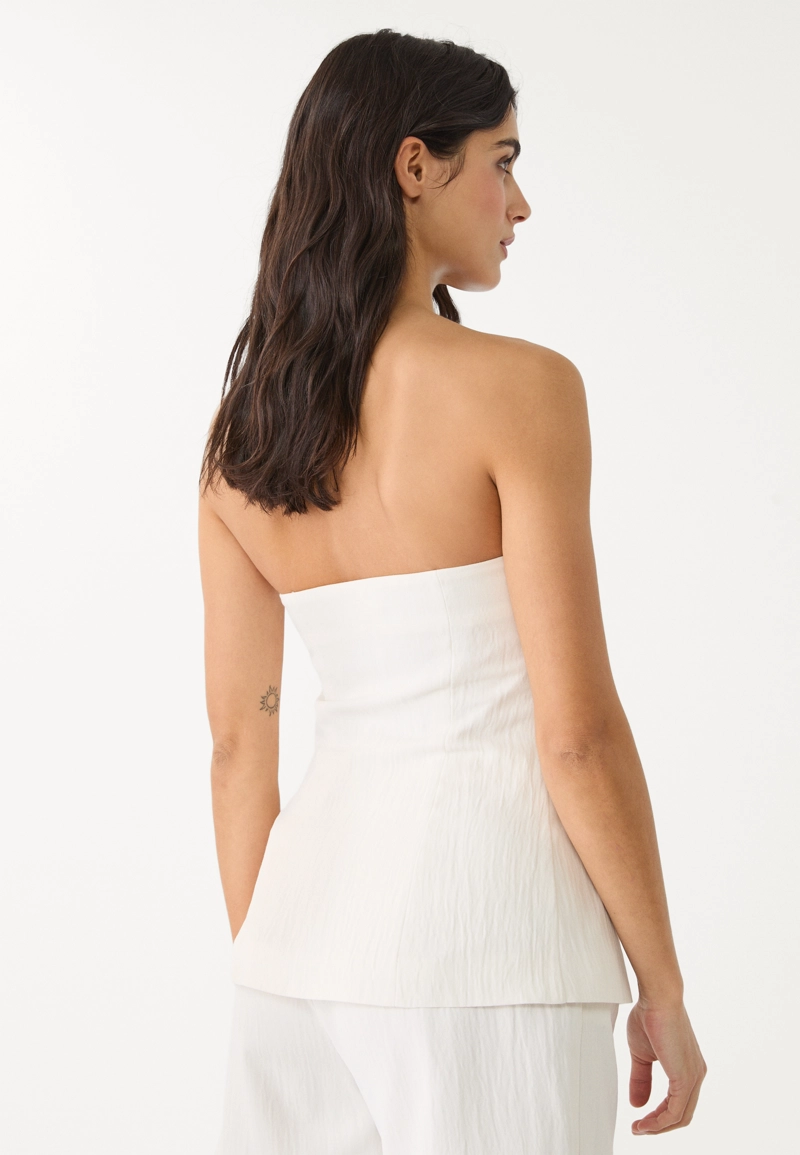 Топ-бюстье из рельефной ткани с пуговицами