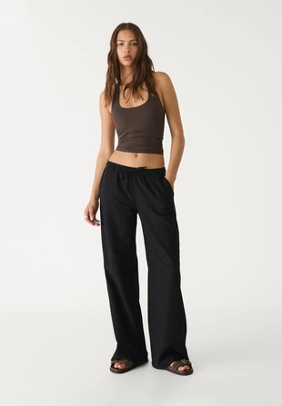 Льняные брюки на кулиске- Заказать в России