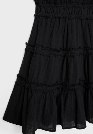 Короткое платье на бретельках с оборками- Заказать в России