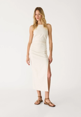 Платье миди с горловиной халтер- Заказать в России