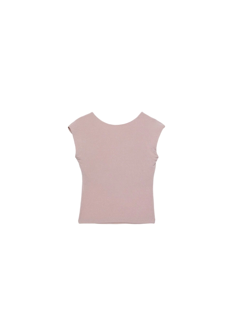 Футболка с открытой спиной и блестящей отделкой