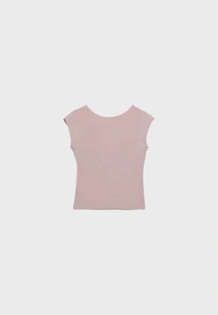 Футболка с открытой спиной и блестящей отделкой- Заказать в России