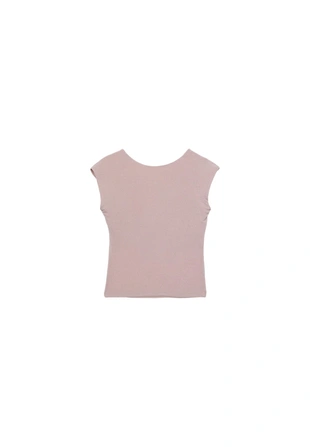 Футболка с открытой спиной и блестящей отделкой- Заказать в России