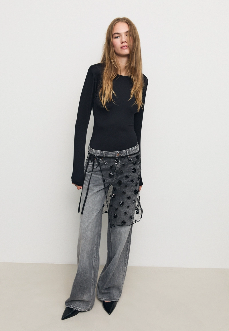 Боди с длинными рукавами из полиамида