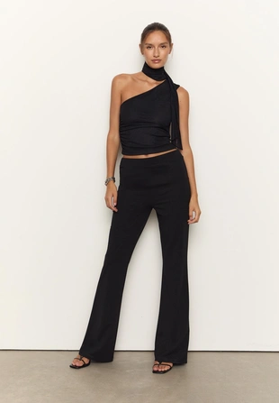 Брюки клеш из гладкого трикотажа- Заказать в России