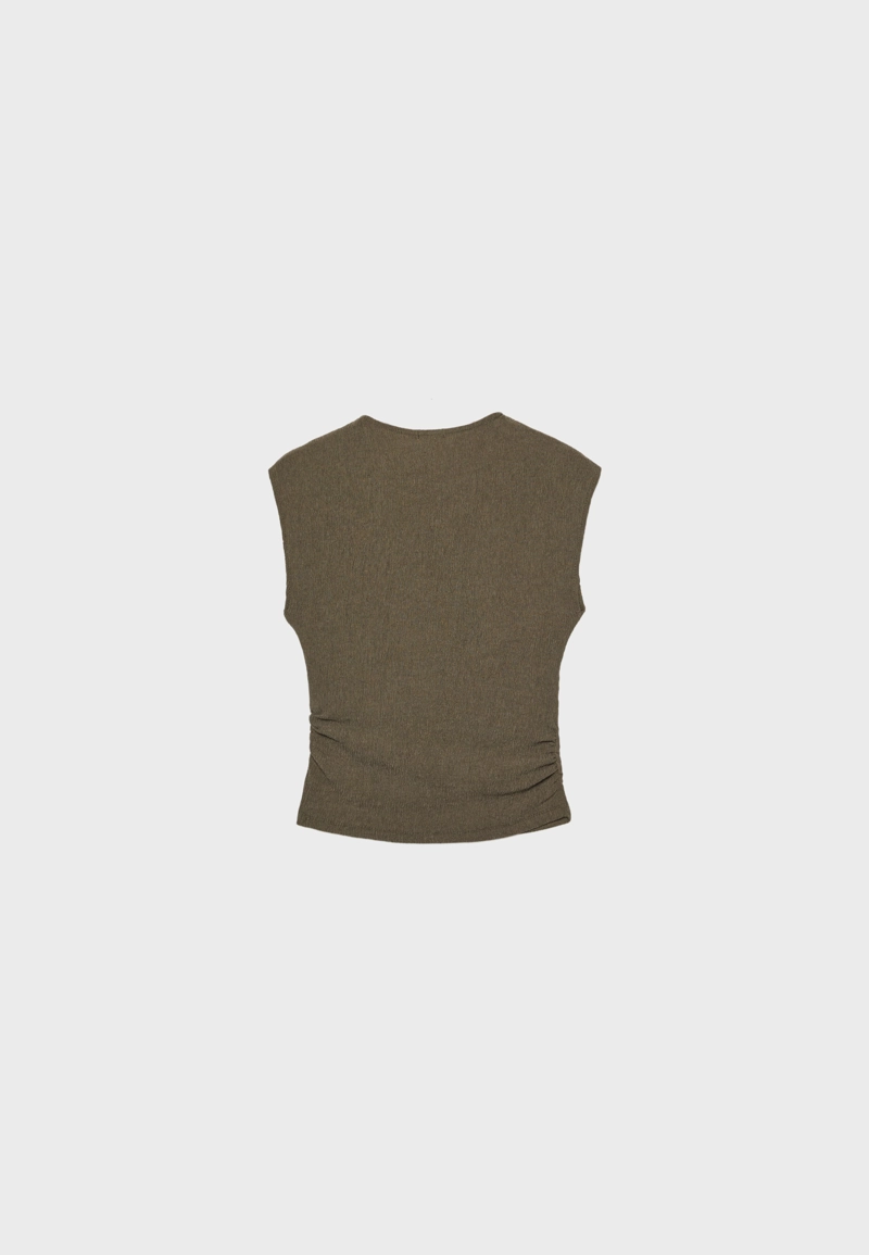 Футболка с мини-рукавами, сборками и текстурой