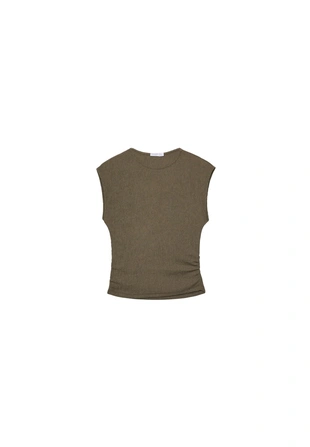 Футболка с мини-рукавами, сборками и текстурой- Заказать в России