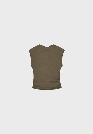 Футболка с мини-рукавами, сборками и текстурой- Заказать в России