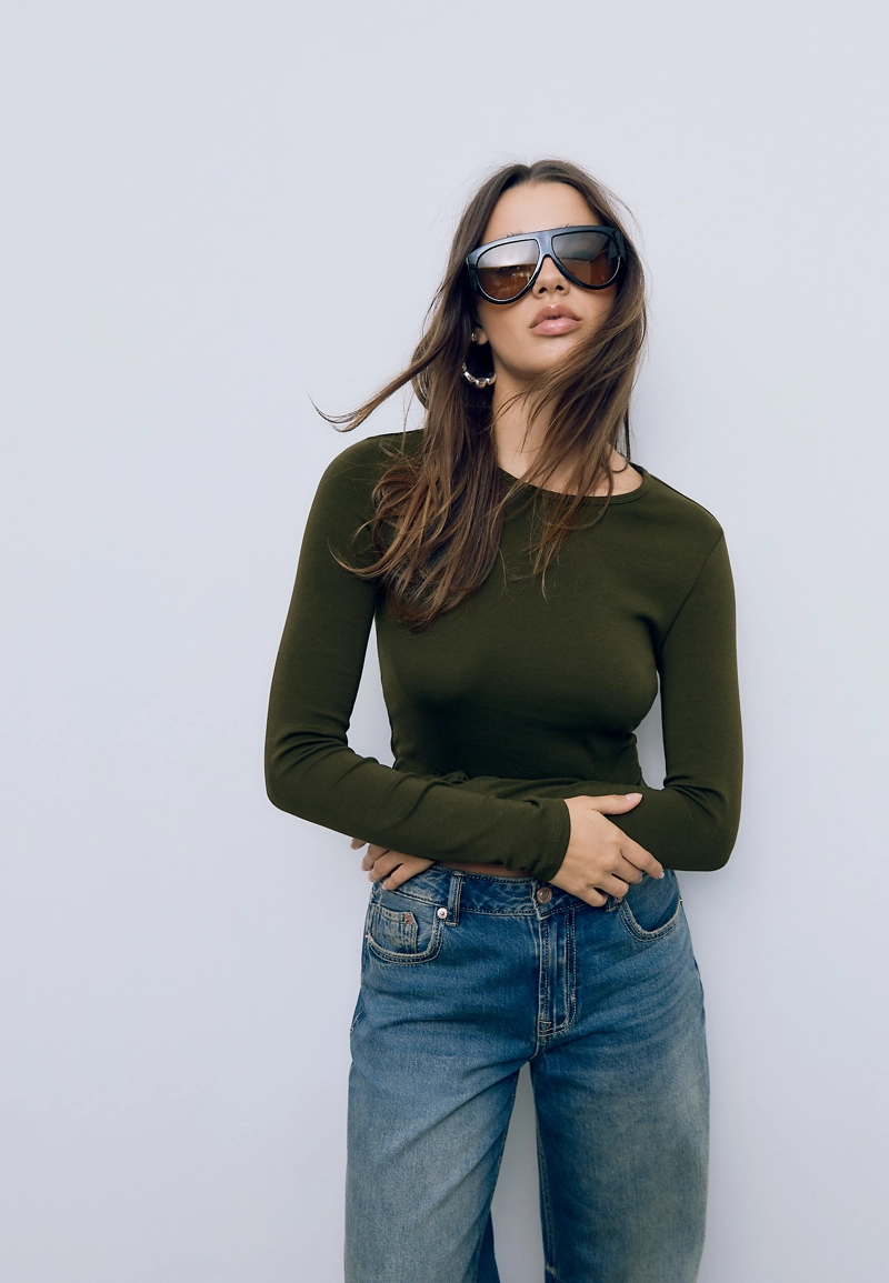 Базовая хлопковая футболка с длинными рукавами