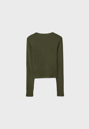 Базовая хлопковая футболка с длинными рукавами- Заказать в России