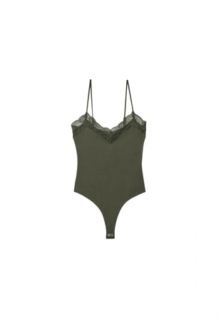 Хлопковый боди с кружевной отделкой- Заказать в России