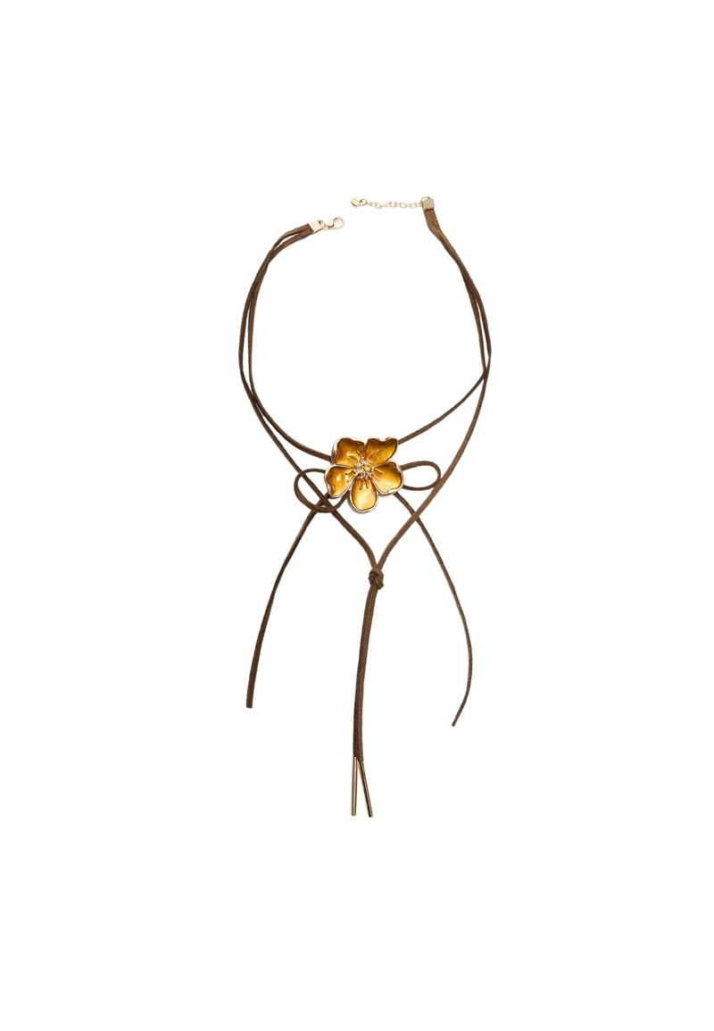 Ожерелье-шнурок с эмалированным цветком