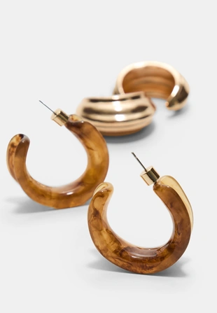 Набор из 2 комбинированных серег-колец- Заказать в России