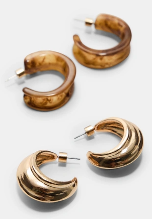 Набор из 2 комбинированных серег-колец- Заказать в России