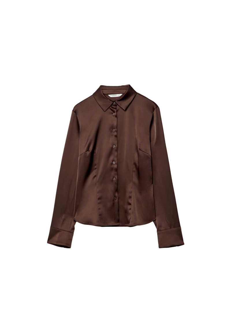 Приталенная рубашка из атласа