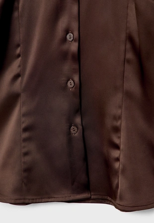 Приталенная рубашка из атласа- Заказать в России