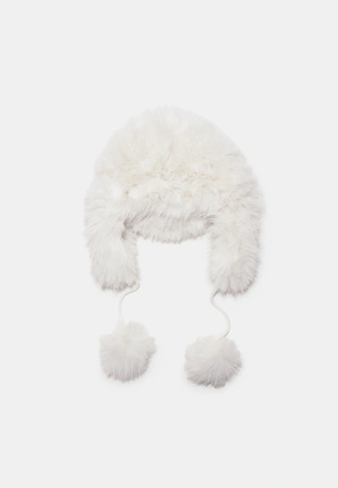 Шапка-ушанка с помпонами из искусственного меха- Заказать в России