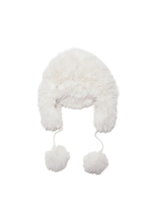 Шапка-ушанка с помпонами из искусственного меха- Заказать в России