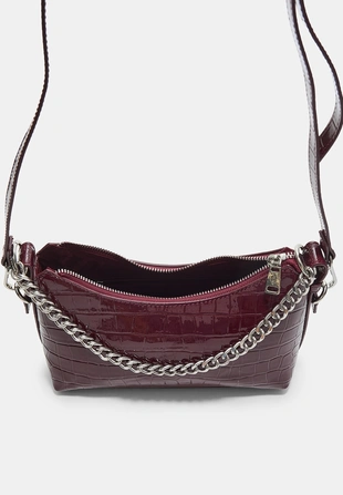 Сумка-полумесяц через плечо с цепью и эффектом крокодиловой кожи- Заказать в России