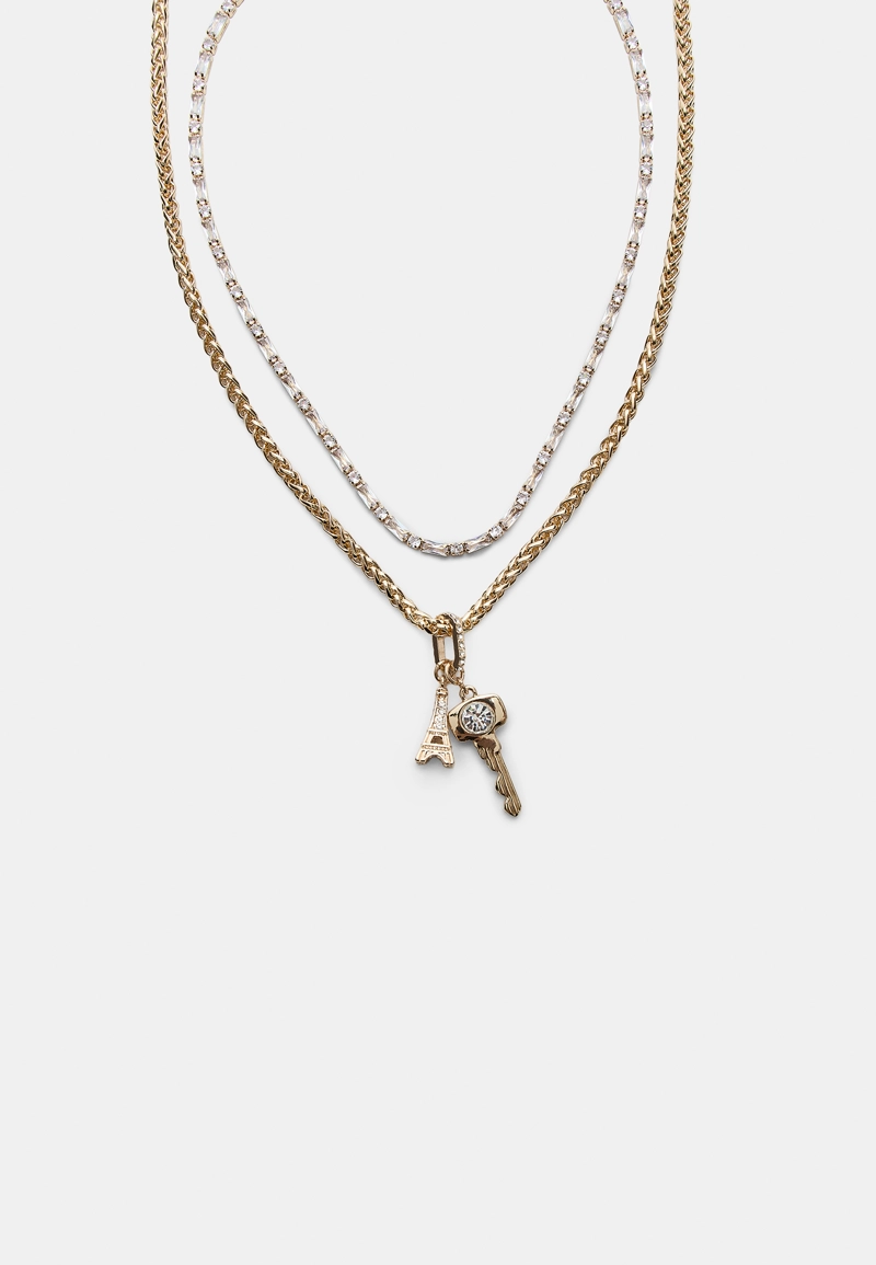 Набор из 2 колье с блестящей отделкой и подвесками