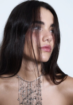 Ожерелье-каскад с бусинами- Заказать в России