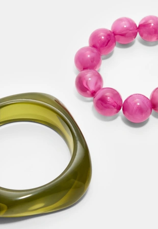 Набор из 2 комбинированных браслетов с бусинами- Заказать в России