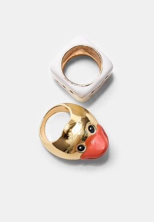 Набор из 2 колец: кубик и уточка- Заказать в России